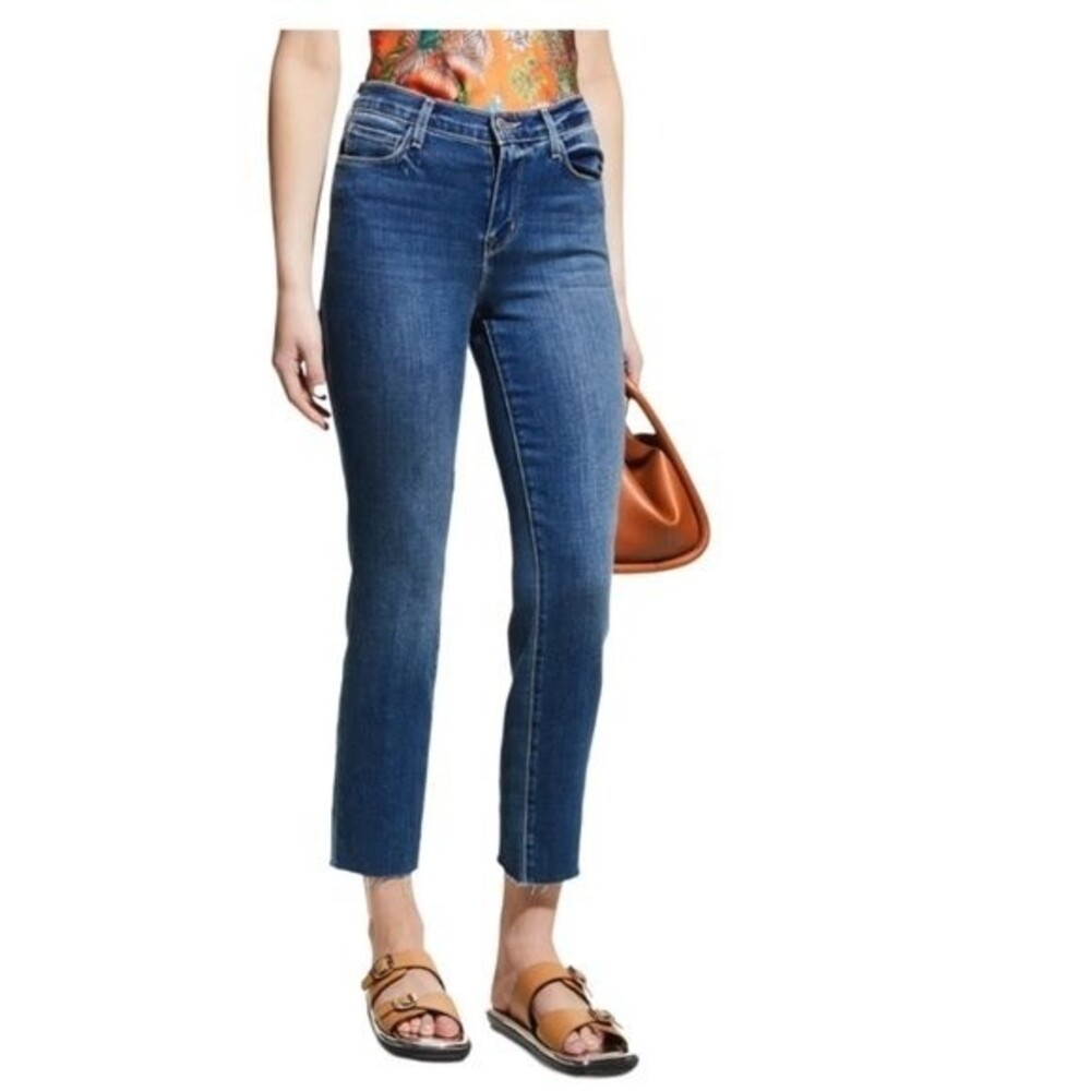 L'Agence Sada Cropped Slim Jeans Women's size 29 Stretch Raw Hem